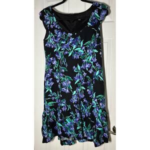 Ann Taylor Floral Cap Sleeve Ruffle Hem Size 4